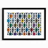 Extra large abstract art print featuring textured, colorful art in a black frame, ideal for living room decor.