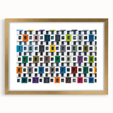 Textured abstract art print featuring irregular patterns in earthy tones, framed in gold, suitable for bedroom decor.
