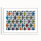 Extra large abstract art print featuring textured design in neutral tones, framed in white, ideal for living room decor.