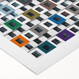 Art deco poster featuring geometric patterns and metallic colors on a rolled canvas, suitable for dining room walls.