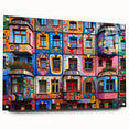Large abstract wall art featuring geometric patterns in muted earth tones on acrylic glass.