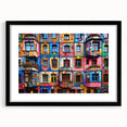Extra large abstract art print featuring vibrant, colorful textures on a black framed canvas, ideal for living room decor.