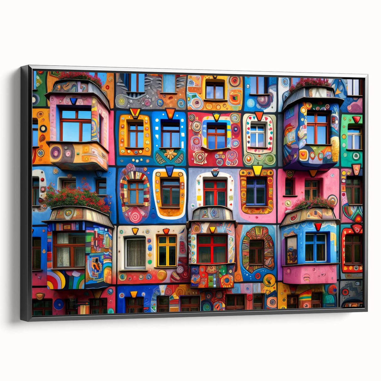 Black and white framed canvas of a vintage architectural window design, ideal for bedroom wall art.