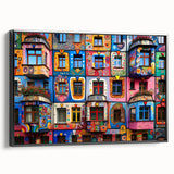 Black and white framed canvas of a vintage architectural window design, ideal for bedroom wall art.