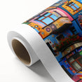 Art Deco poster featuring geometric patterns and pastel colors on rolled canvas, ideal for nursery wall art.