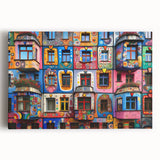 Black and white photo of a large architectural window design on stretched canvas.