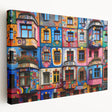 Large canvas print of a detailed architectural window design in monochrome, ideal for kitchen wall art.