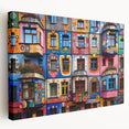 Large canvas print of a detailed architectural window design in monochrome, ideal for kitchen wall art.