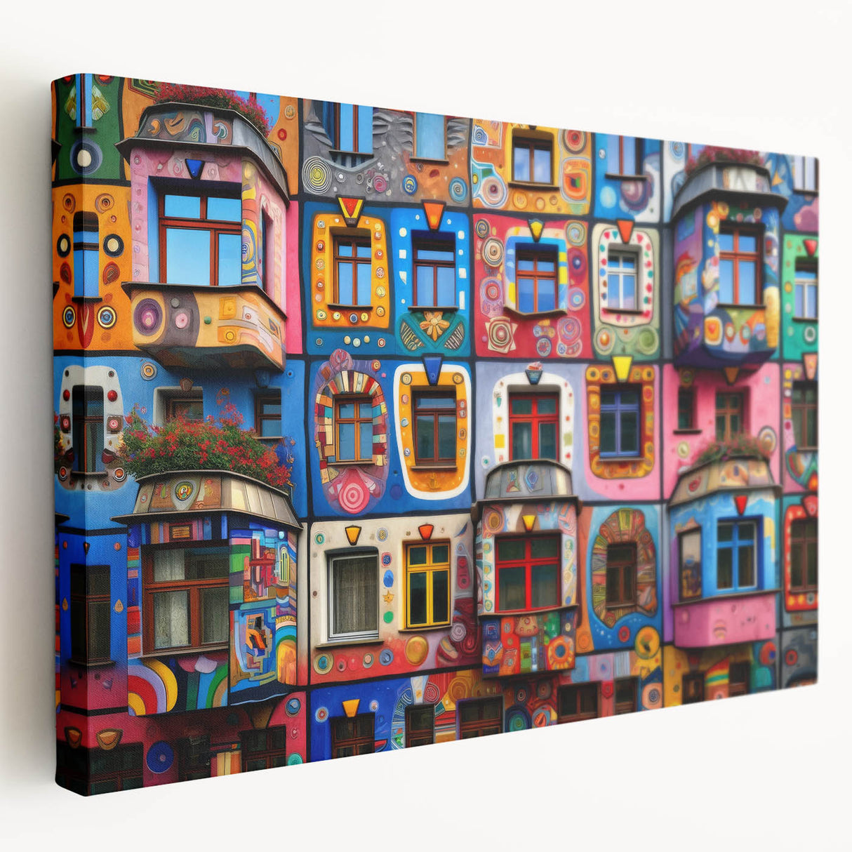 Large canvas print of a detailed architectural window design in monochrome, ideal for kitchen wall art.