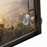 Mid-century modernist large abstract wall art on acrylic glass, featuring geometric patterns in muted earth tones.