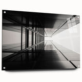 Large abstract wall art on acrylic glass, featuring geometric patterns in muted tones.