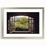 Abstract art print featuring geometric patterns in silver frame, ideal for modern bedroom or dining room decor.