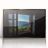 Mid-century modernist art of geometric patterns in gold and black on a framed acrylic, ideal for nursery wall decor.