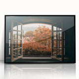 Large abstract wall art featuring geometric shapes in black and white, framed in black acrylic.