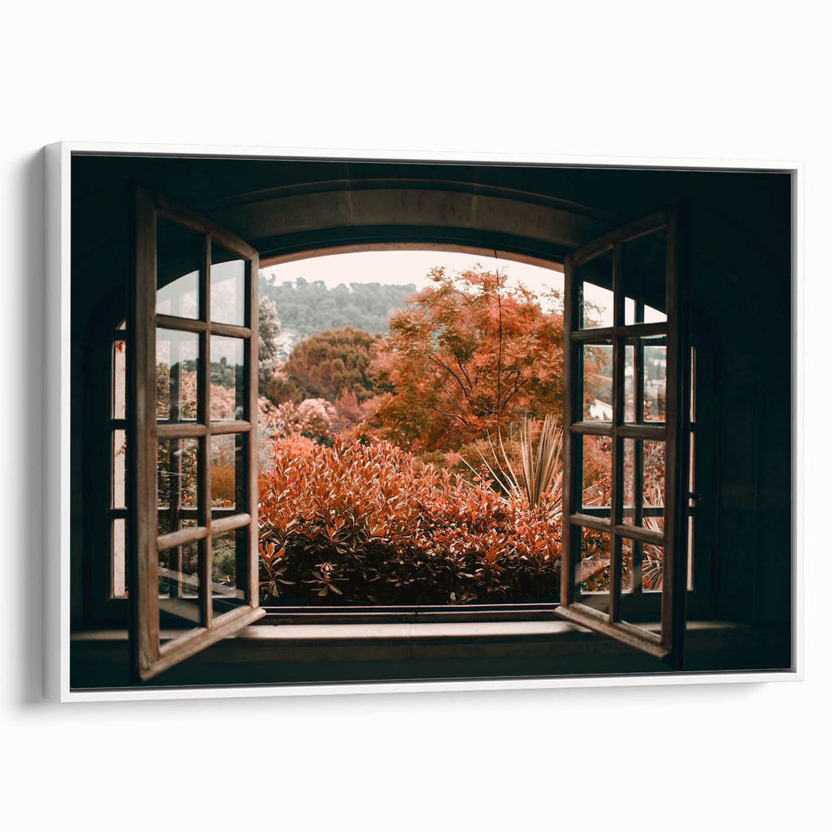 Framed canvas of a black and white vintage landscape painting, suitable for bedroom wall art.