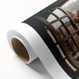 Art Deco poster featuring geometric patterns and gold, black colors on rolled canvas.