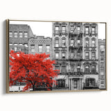 Framed canvas landscape art painting featuring a vintage design with a vibrant color palette.