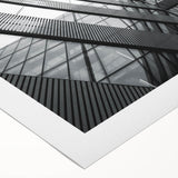 Art deco poster featuring geometric shapes in muted gold and black on rolled canvas, suitable for dining room walls.