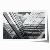 Abstract architectural design in muted gray, rolled canvas print, suitable as art wall dining room decor.