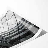 Extra large rolled canvas print featuring abstract line art flowers in black and white, ideal for large living room wall art.