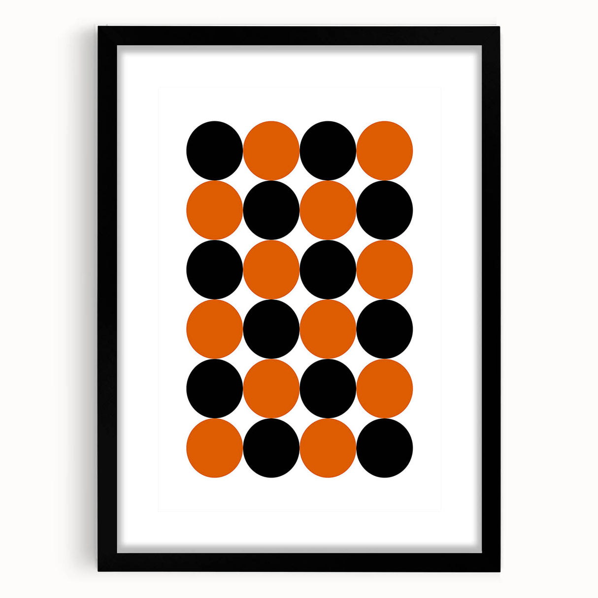 Retro Circle Pattern Wall Art - Bold Bohemian Black and Orange Canvas