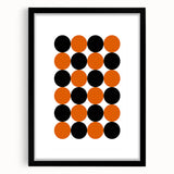 Retro Circle Pattern Wall Art - Bold Bohemian Black and Orange Canvas
