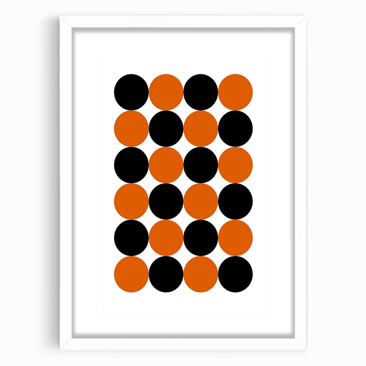 Retro Circle Pattern Wall Art - Bold Bohemian Black and Orange Canvas