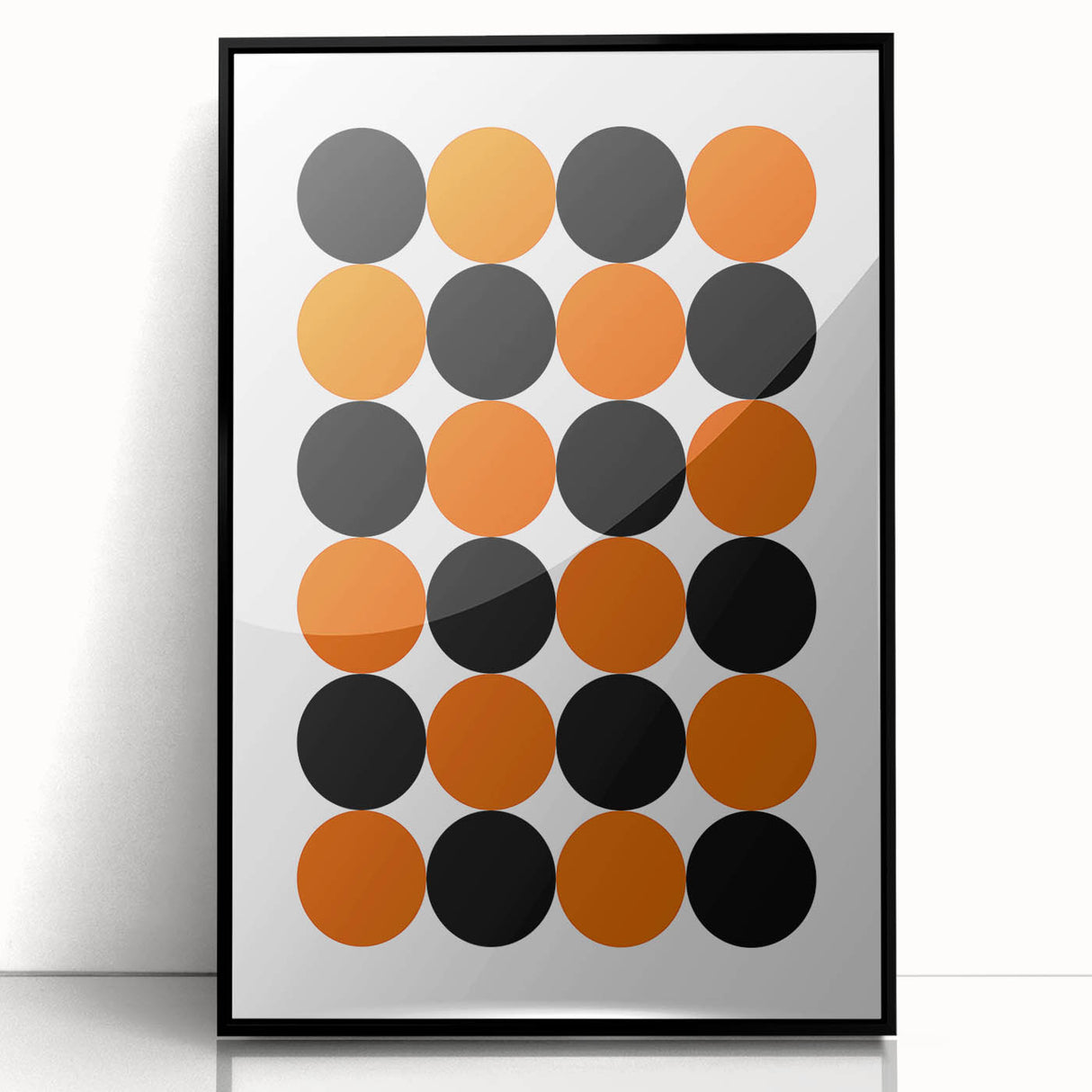 Retro Circle Pattern Wall Art - Bold Bohemian Black and Orange Canvas