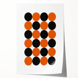 Retro Circle Pattern Wall Art - Bold Bohemian Black and Orange Canvas