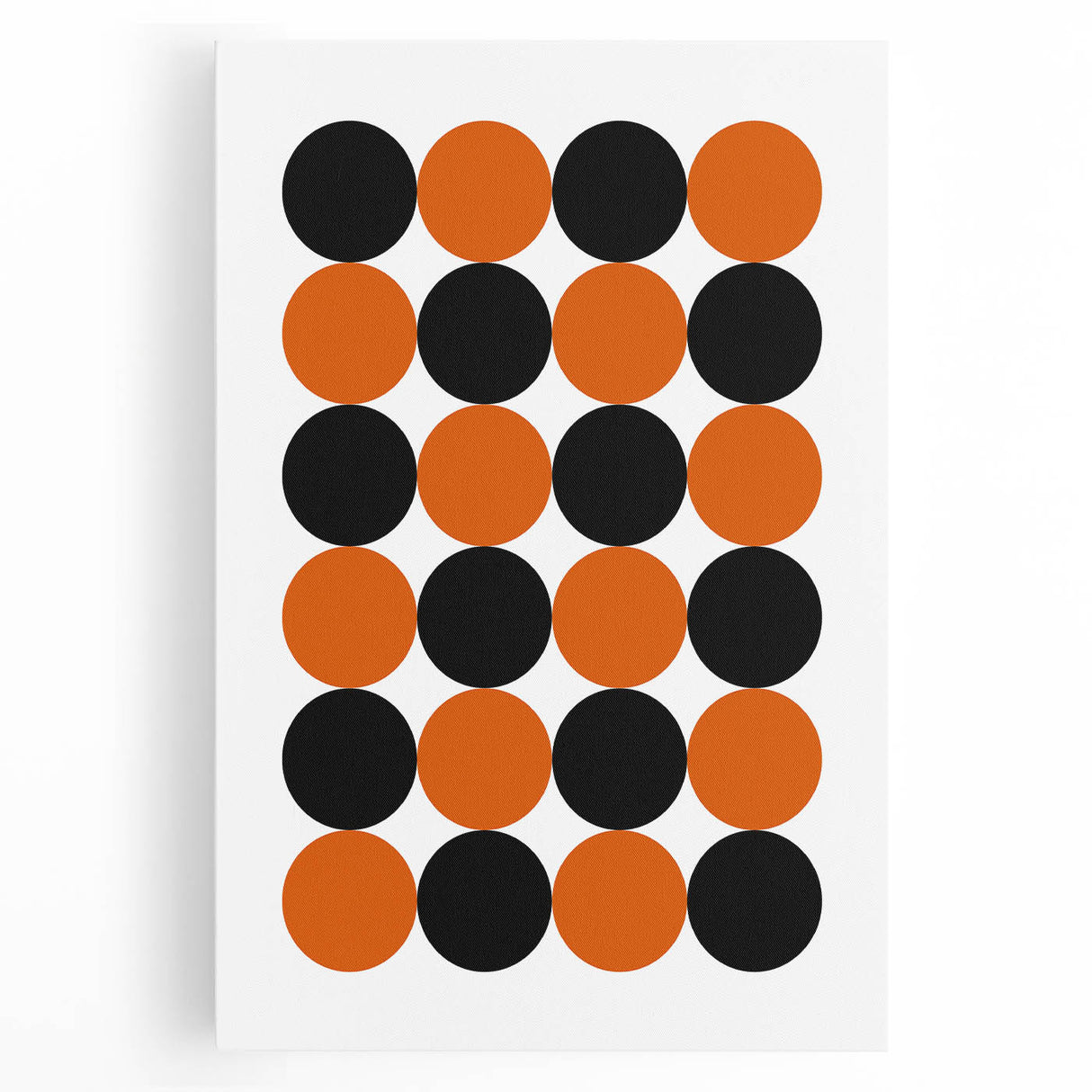 Retro Circle Pattern Wall Art - Bold Bohemian Black and Orange Canvas