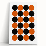 Retro Circle Pattern Wall Art - Bold Bohemian Black and Orange Canvas