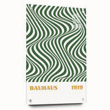 Bohemian Wall Art | Bauhaus 1919 Green Wave Optical Boho Canvas Print