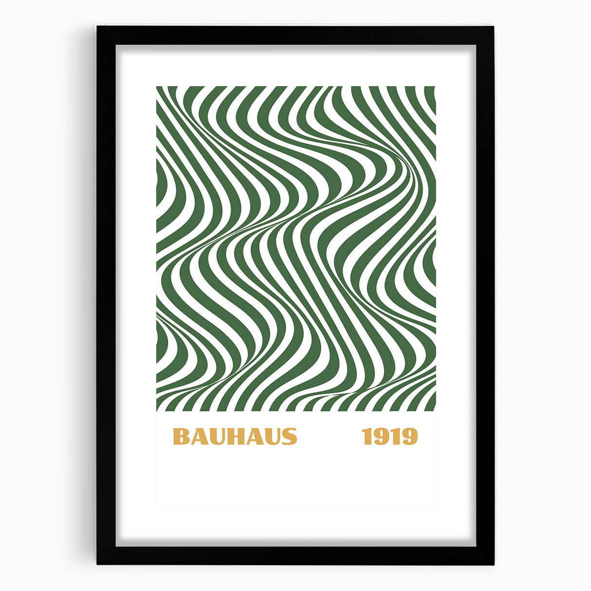 Bohemian Wall Art | Bauhaus 1919 Green Wave Optical Boho Canvas Print