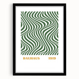 Bohemian Wall Art | Bauhaus 1919 Green Wave Optical Boho Canvas Print