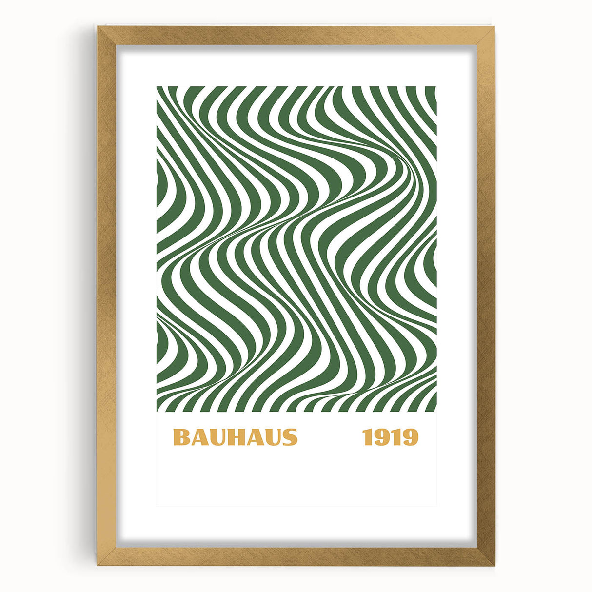 Bohemian Wall Art | Bauhaus 1919 Green Wave Optical Boho Canvas Print