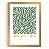 Bohemian Wall Art | Bauhaus 1919 Green Wave Optical Boho Canvas Print