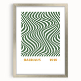 Bohemian Wall Art | Bauhaus 1919 Green Wave Optical Boho Canvas Print