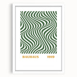 Bohemian Wall Art | Bauhaus 1919 Green Wave Optical Boho Canvas Print
