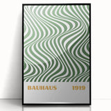 Bohemian Wall Art | Bauhaus 1919 Green Wave Optical Boho Canvas Print