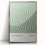 Bohemian Wall Art | Bauhaus 1919 Green Wave Optical Boho Canvas Print