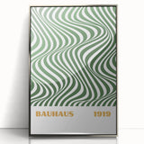 Bohemian Wall Art | Bauhaus 1919 Green Wave Optical Boho Canvas Print