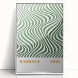Bohemian Wall Art | Bauhaus 1919 Green Wave Optical Boho Canvas Print