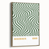 Bohemian Wall Art | Bauhaus 1919 Green Wave Optical Boho Canvas Print
