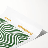 Bohemian Wall Art | Bauhaus 1919 Green Wave Optical Boho Canvas Print