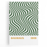 Bohemian Wall Art | Bauhaus 1919 Green Wave Optical Boho Canvas Print
