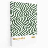 Bohemian Wall Art | Bauhaus 1919 Green Wave Optical Boho Canvas Print