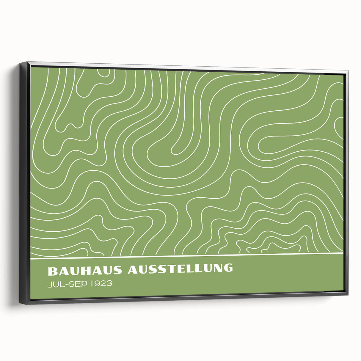 Bohemian Wall Art | Green & White Wavy Line Boho Canvas Print