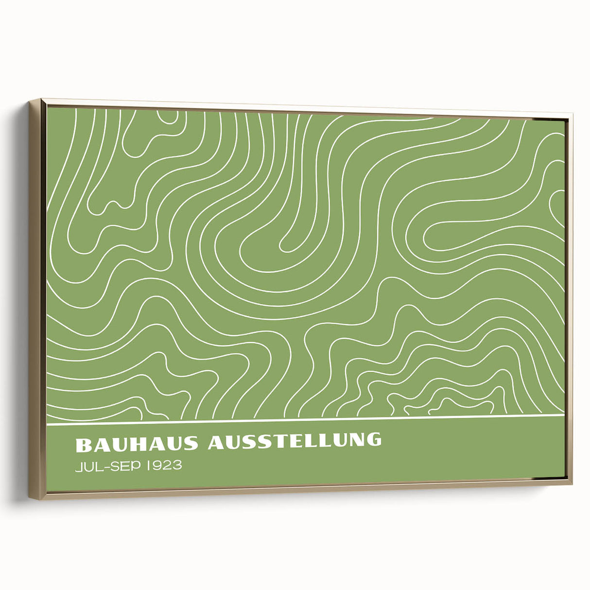 Bohemian Wall Art | Green & White Wavy Line Boho Canvas Print