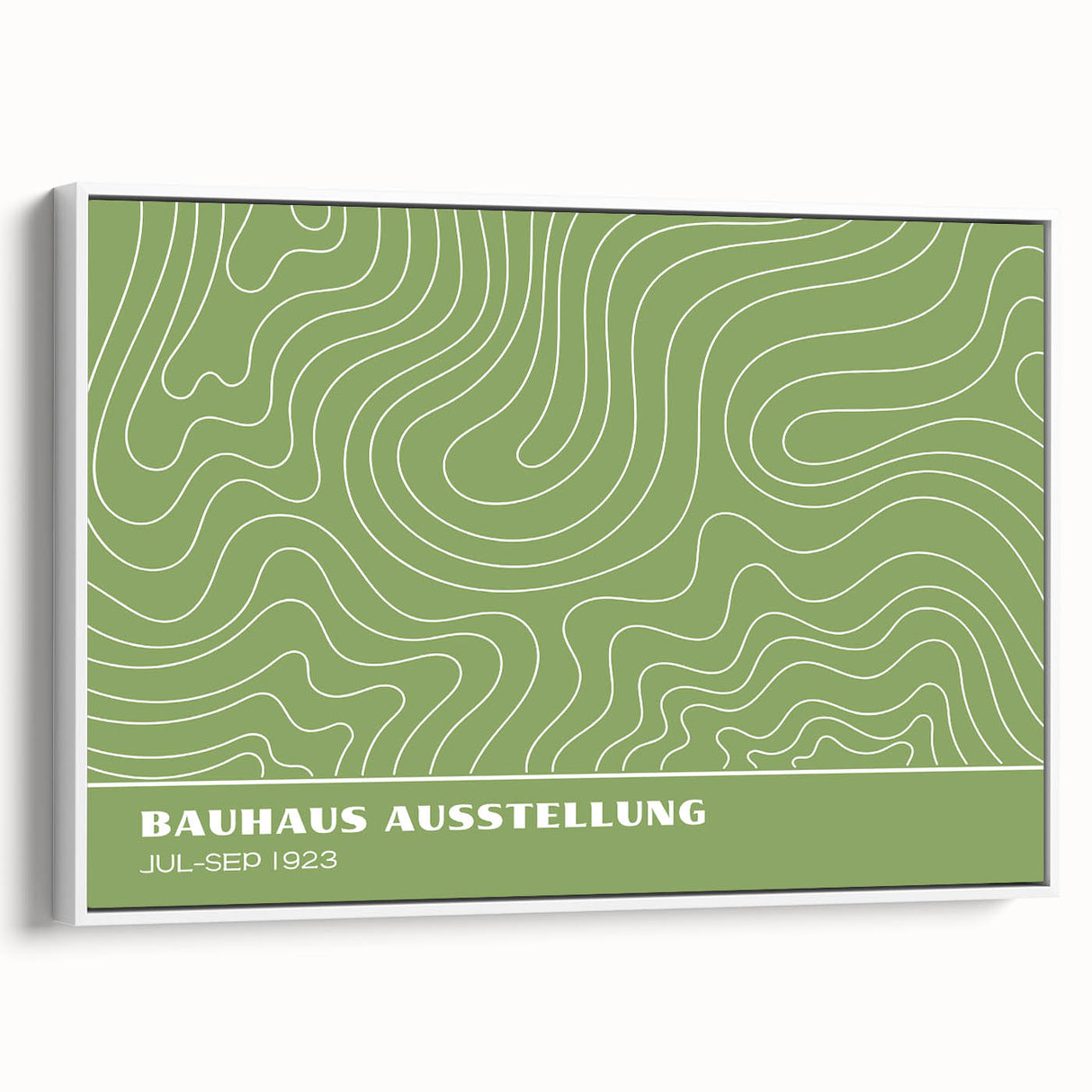 Bohemian Wall Art | Green & White Wavy Line Boho Canvas Print
