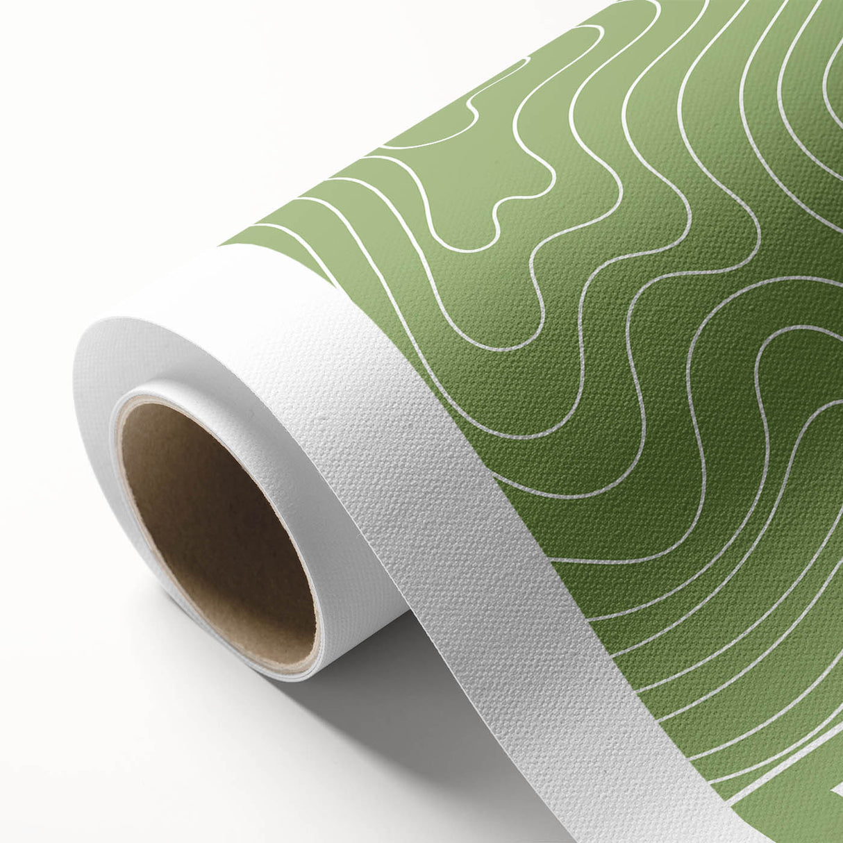 Bohemian Wall Art | Green & White Wavy Line Boho Canvas Print
